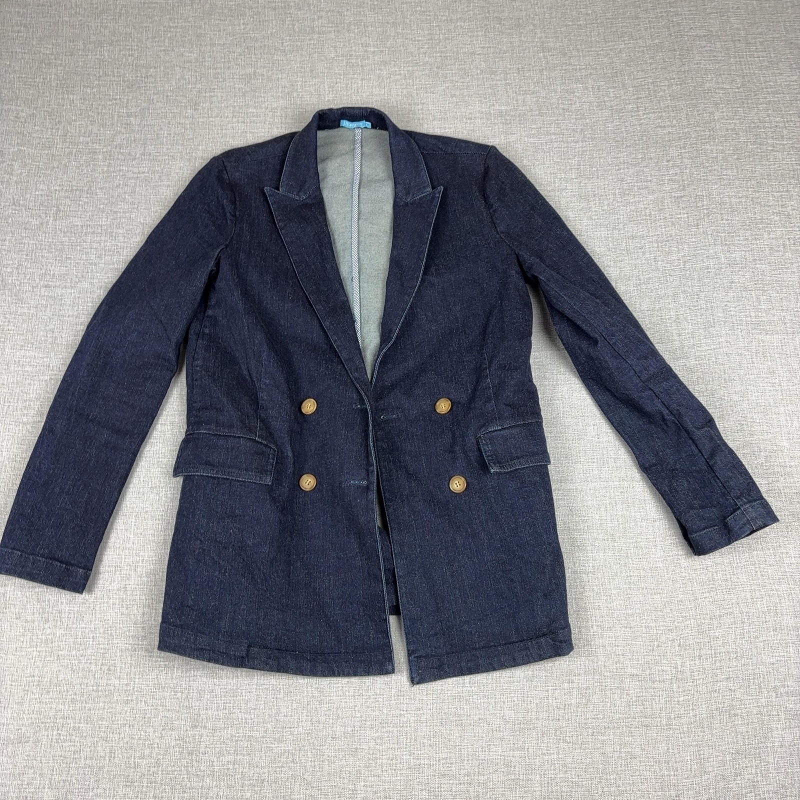 J. Mclaughlin Blazer Womens 4 Blue Denim Double Breasted Tailored Jacket
